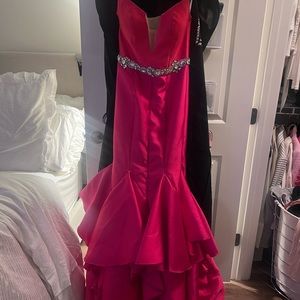 Jovani Pink Ruffle Gown